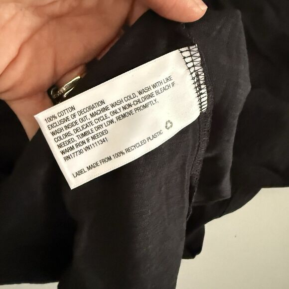 Knox Rose Shirt Womens XXL Black Magenta Flutter Short Sleeve Embroidered Top - Picture 5 of 11